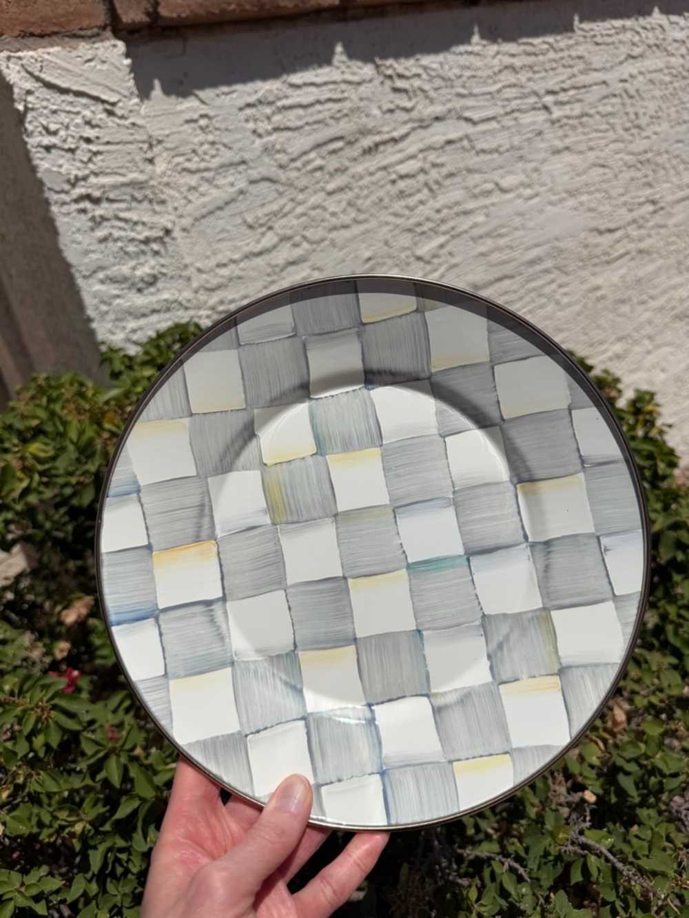 Mackenzie Childs Sterling Check Dinner Plate